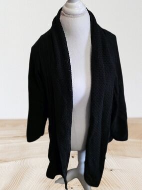 🩶 Architect Black Open-Front Shawl Collar Cardigan